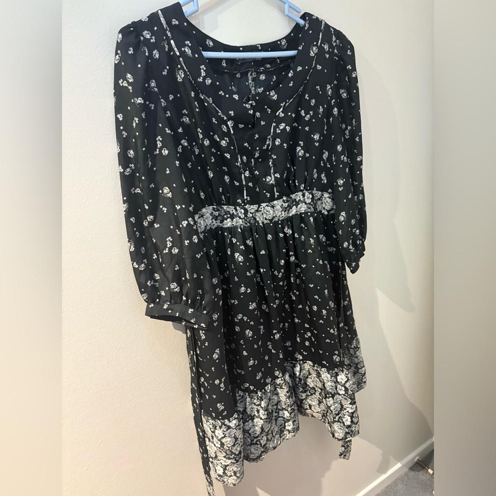 Floral Black and White Dress